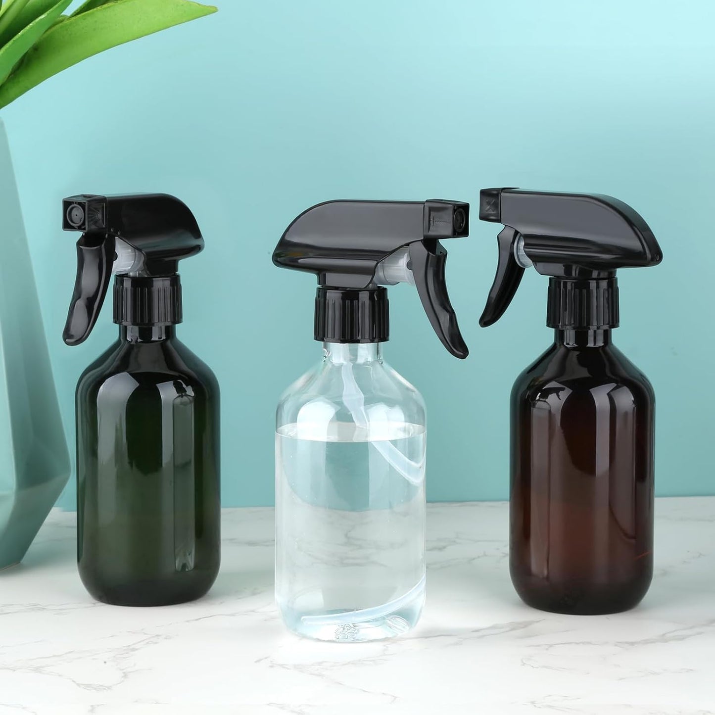 Leakproof Spray Bottles - 2-Pack 300ml/10oz with Adjustable Nozzle for Fine Mist & Jet Stream | Refillable Plastic for Hair, Plants, Cleaning (Clear)