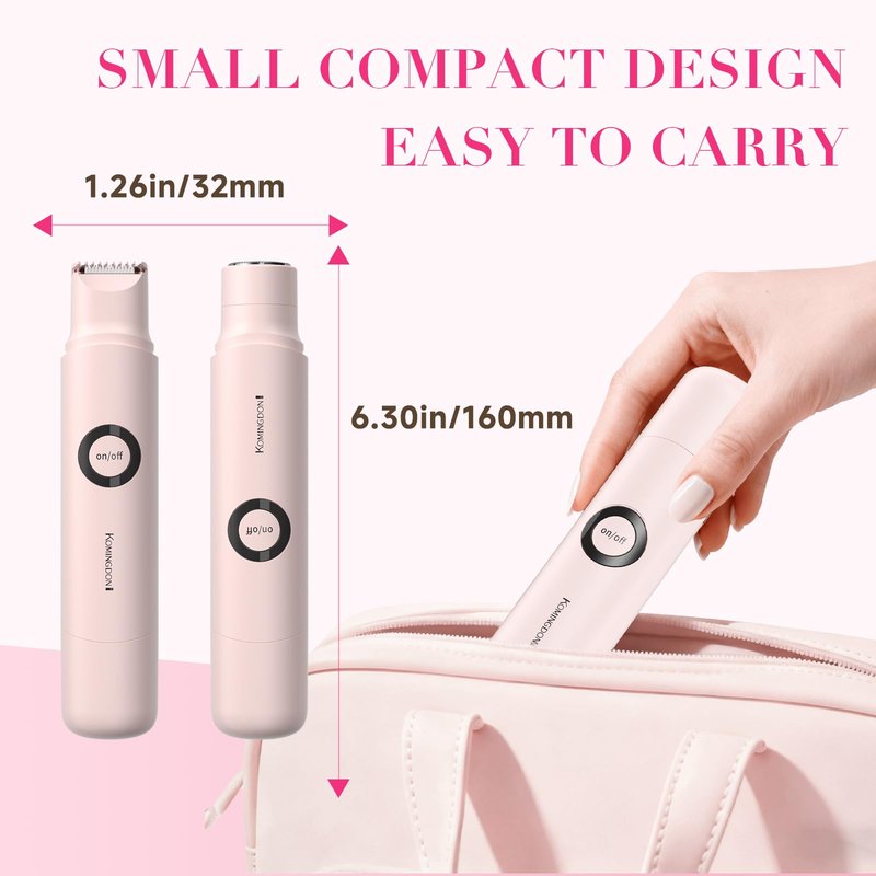 Bikini Trimmer for Women-Electric Razors for Women,Rechargeable Pubic Body Hair Trimmer,Waterproof Electric Shaver,Portable Lady Bikini Shaver for Legs, Body,Armpit, Facial, Gifts for Woman, Pink