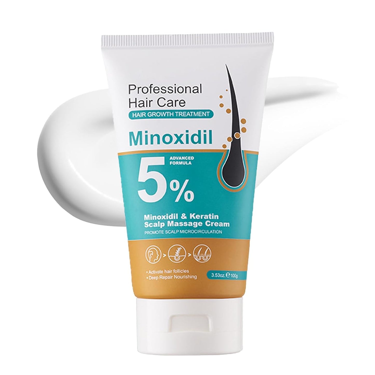 Minoxidil Scalp Massage Cream - Extra Strength Hair Growth Moisturizer with Keratin & Ginger | Unisex Hair Regrowth Treatment