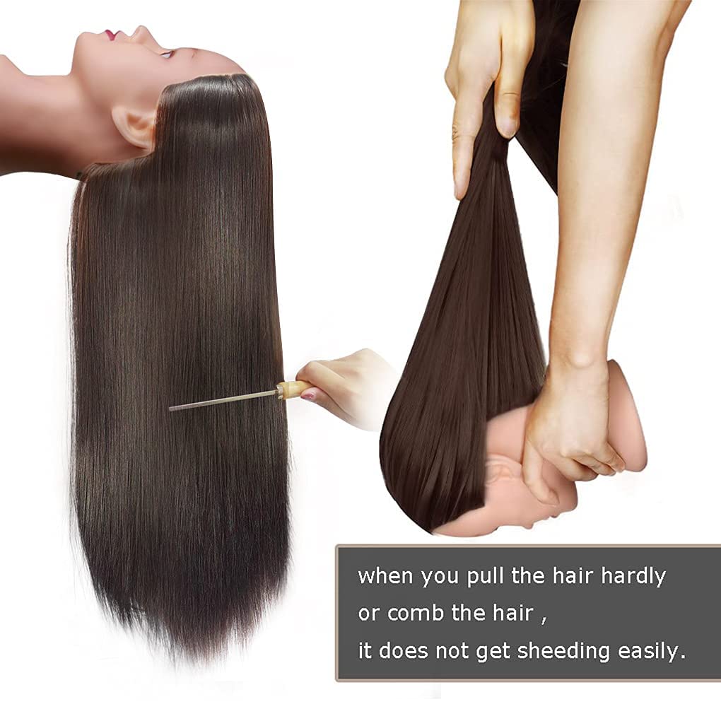 Mannequin Head with Hair - Brown 26"-28" | #4 Shade for Makeup, Braiding, and Hairdressing Training