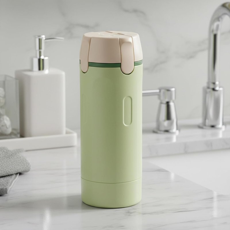 Travel Dispenser Bottle Set - 4 in 1 Refillable Leak Proof Toiletry Bottles | Light Green, 30ml Each, Compact Size
