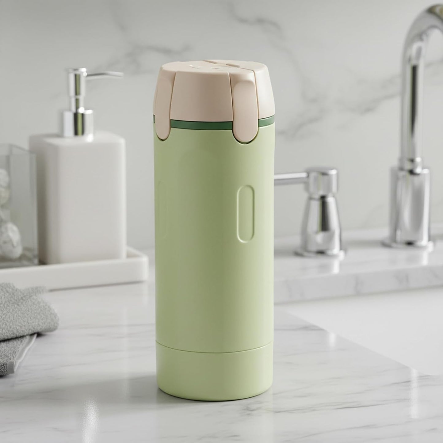 Travel Dispenser Bottle Set - 4 in 1 Refillable Leak-Proof Toiletry Bottles | Light Green, 30ml Each