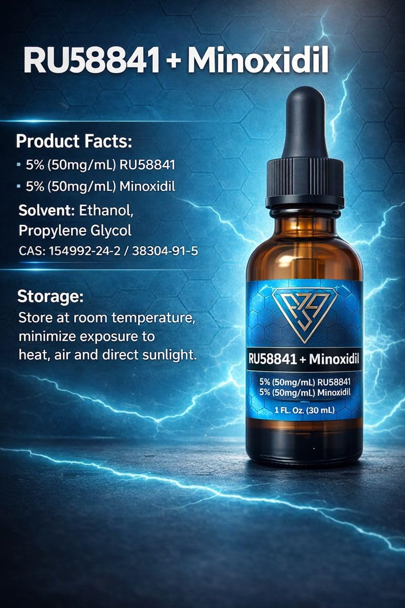 RU58841 Hair Regrowth Treatment with Minoxidil - Extra Potent Formula for Thicker Hair