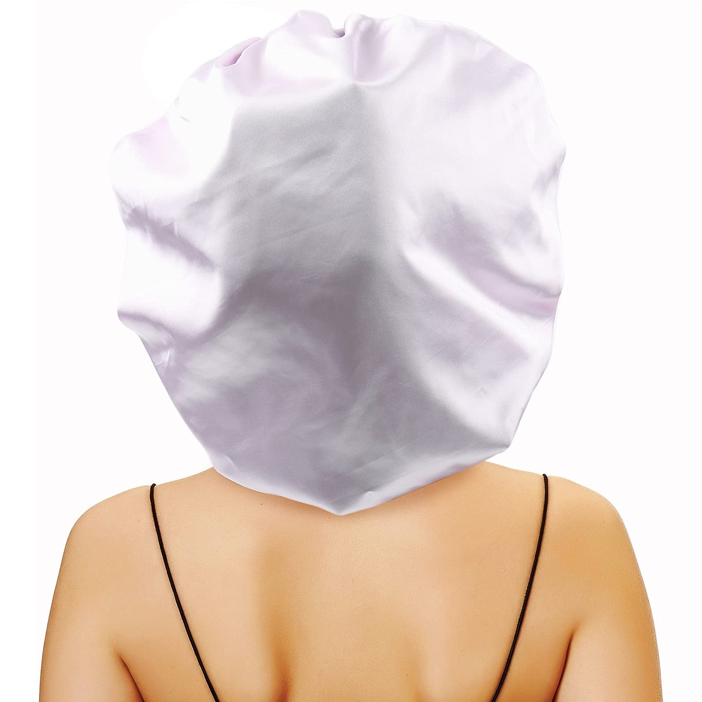 sent hair Large Round Satin Bonnet for Sleeping, Double-Layer Elastic Hair Bonnet with Silky Tie Band for Women Braids/Curly/Long Hair - Lilac Purple