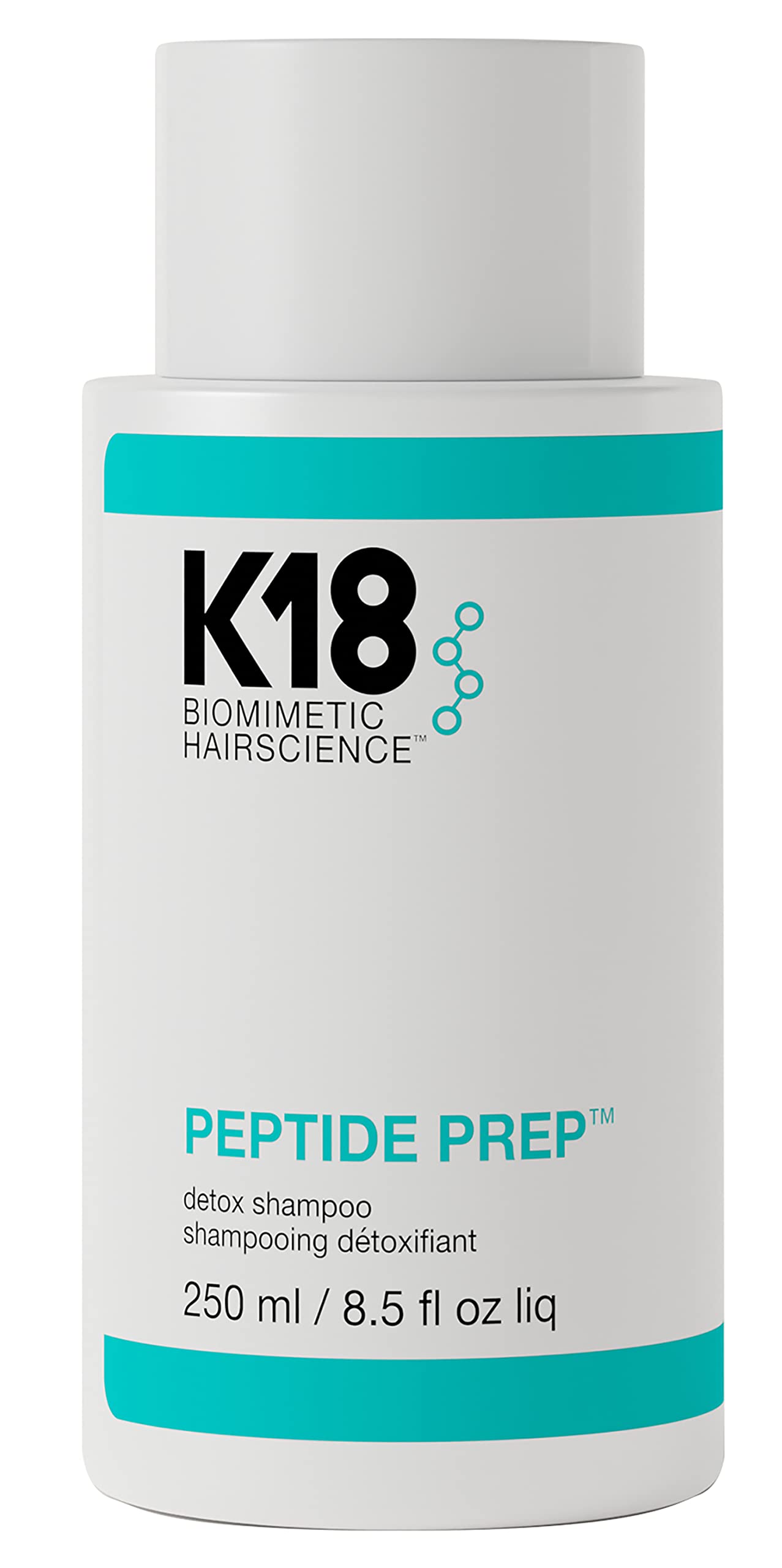 K18 Peptide Prep™ Detox Shampoo - Color Safe Clarifying Shampoo for Build Up Removal - Gently Removes Dirt, Oil + Metals from Hard Water with Activated Charcoal + Salicylic Acid (8.5 Fl oz)