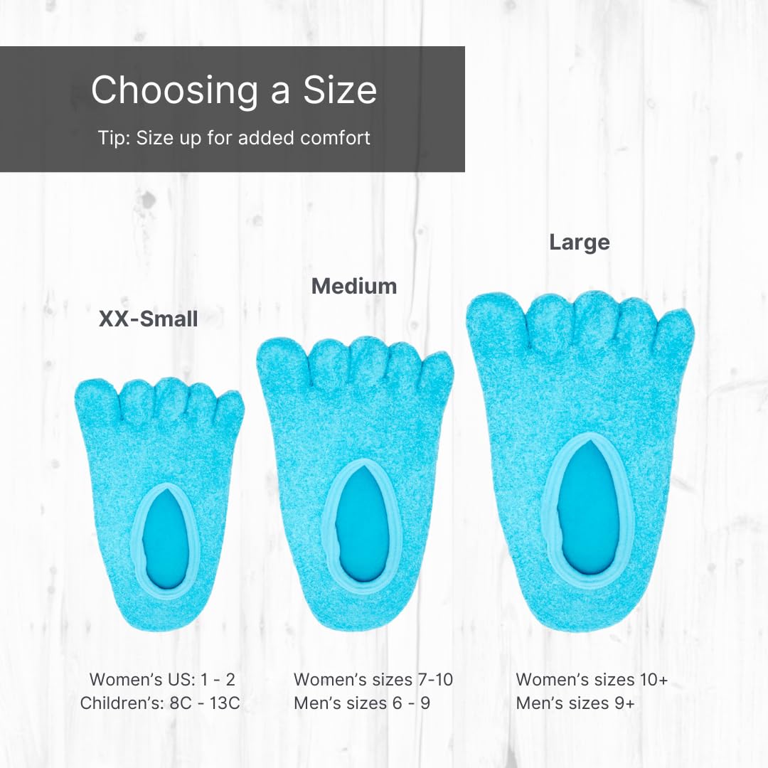 NatraCure 5-Toe Gel Moisturizing Socks | Aloe & Shea Infused Hydrating Spa Socks for Dry Cracked Heels - Large
