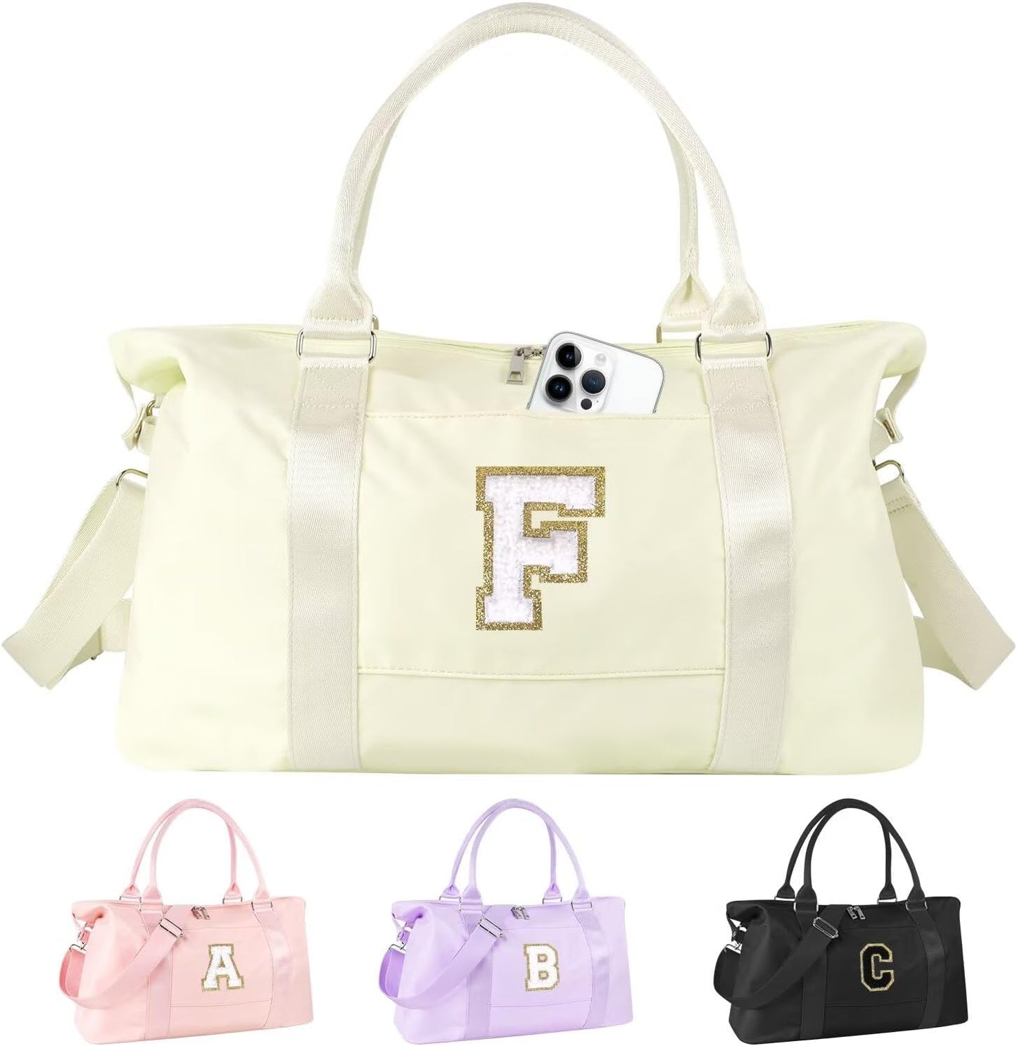 Dance Gym Duffel Bag - Personalized Initial Weekender for Teen Girls | Pink Overnight Carry-On & Cheer Bag