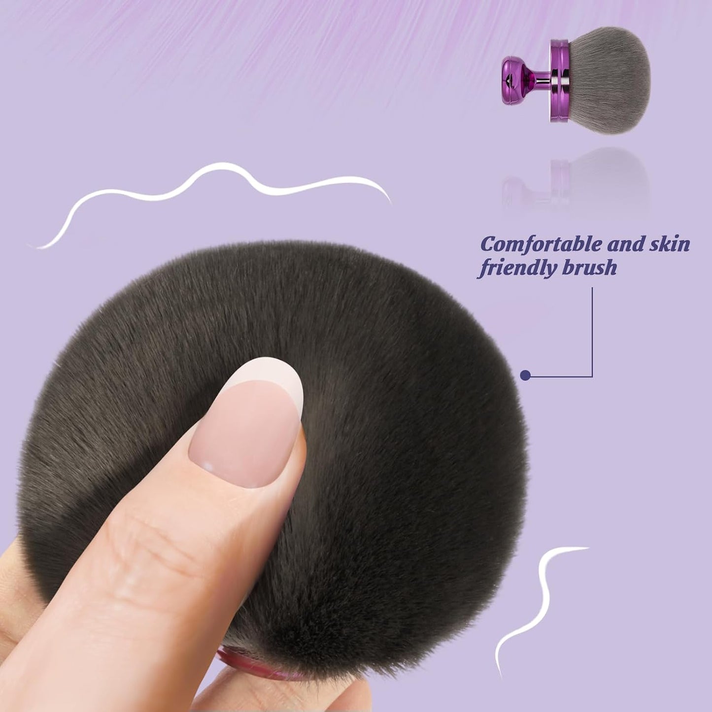 UNIMEIX 3-Inch Sunscreen Brush - Kabuki Applicator for Face & Body Makeup | Violet Drawstring Bag Included
