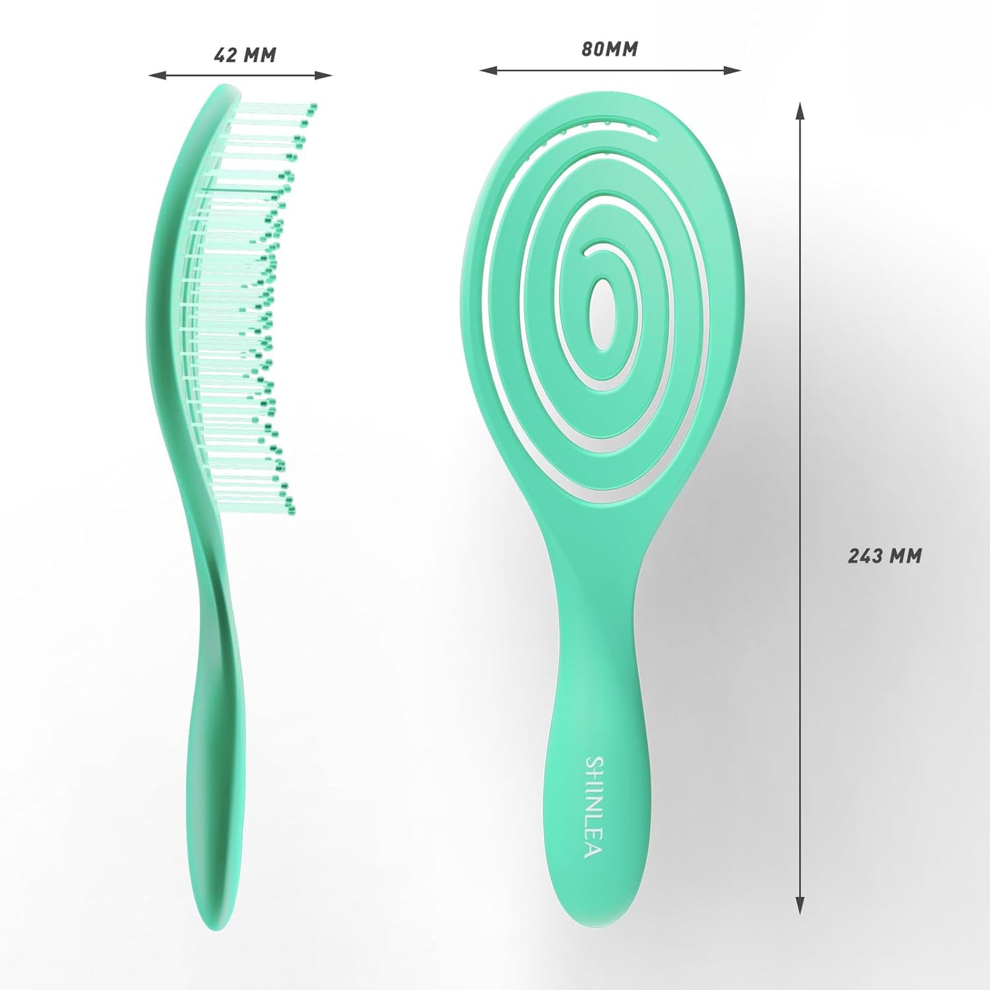 SHINLEA Detangling Hair Brush - Anti-Tangle Spiral Design for Wet & Dry Hair | Suitable for All Hair Types, Green