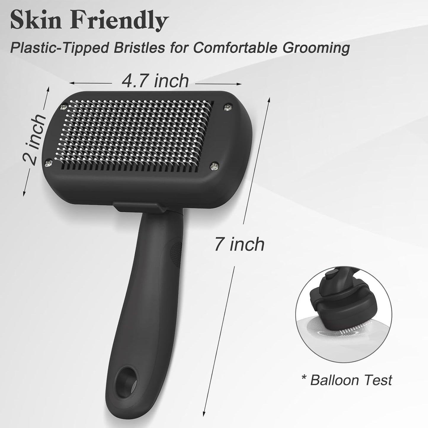 Self-Cleaning Slicker Brush for Dogs & Cats - Skin-Friendly Deshedding Grooming Tool | Black