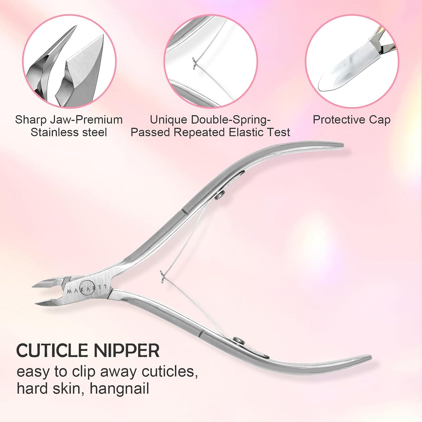 Cuticle Trimmer Set - Stainless Steel Nail Care Kit with Pusher | 3-Piece Manicure & Pedicure Tools