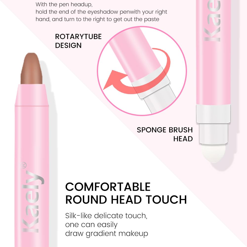 Kaely 2in1 Cream Eye Shadow Brightener Sticks for Eyes, Pencil Eyeshadow Applicator Stick Waterproof Pigmented, Eye Shadow Palette Highlighter Makeup, sombras para ojos, 22 Stone Matte