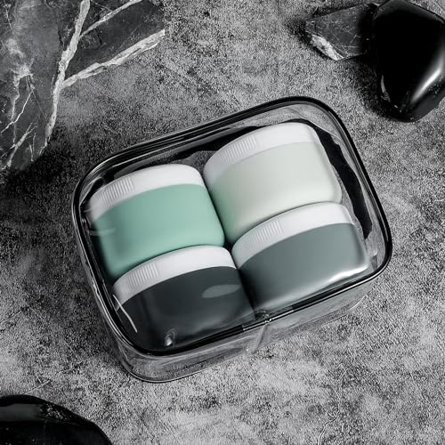 Kuangre 3oz Grey Silicone Travel Containers - Leakproof, BPA-Free, Portable Cosmetic Jars (4 Pack)