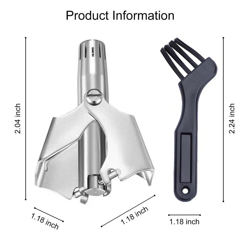 Jaasuee Manual Nose Hair Trimmer for Men & Women, Stainless Steel, Waterproof, No Battery Needed with Cleaning Brush Trimmer for Ear,Moustache and Whiskers Hair, Metal