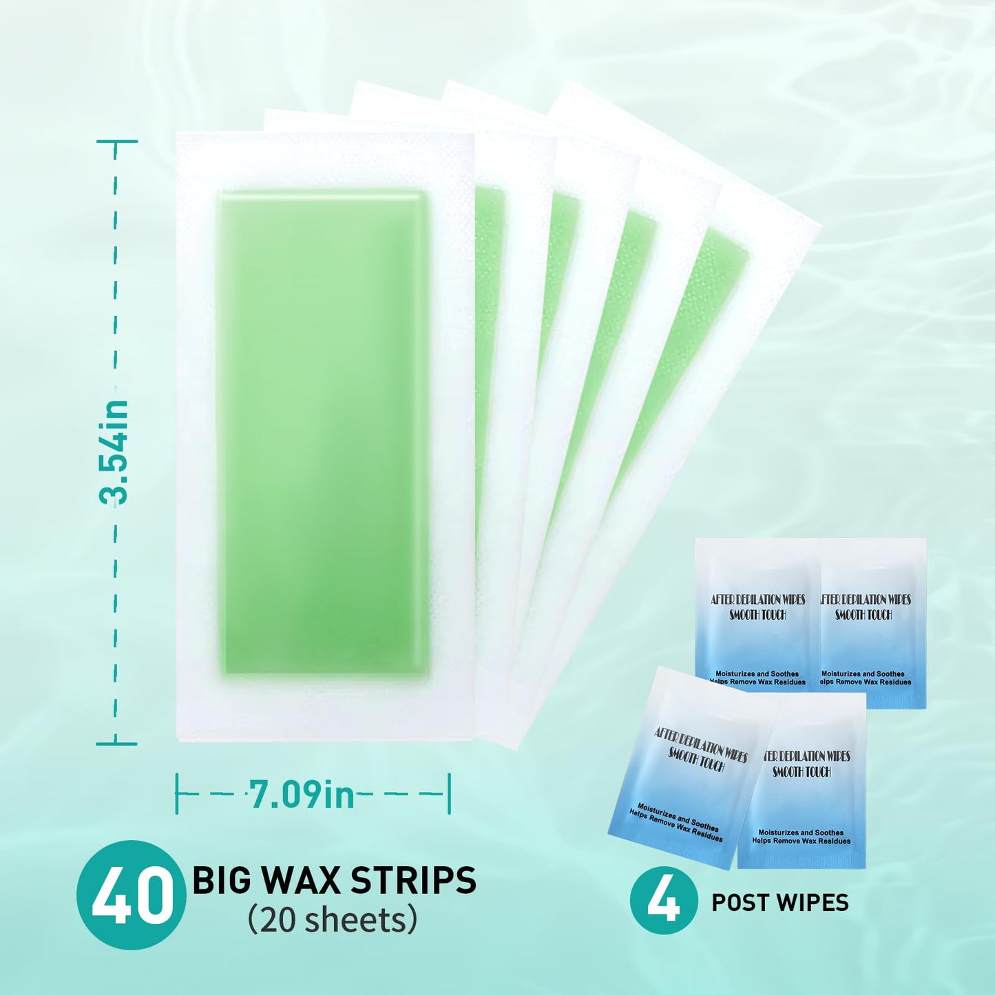 Galdino Wax Strips, 40 Pcs Wax Strips For Face & Body, Waxing Strips For Hair Removal At Home For Facial, Arms, Legs, Underarms, Bikini, Back, Women And Men (40*Big)