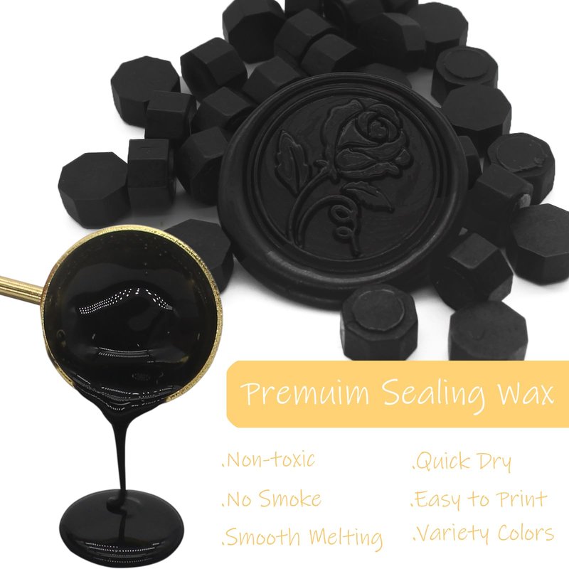600pcs Black Wax Seal Beads, Andotopee Premium Sealing Wax Pellets for Stamp Seals, Wedding Invitations, Letter Envelopes, Scrapbook DIY Crafts & Formal Documents