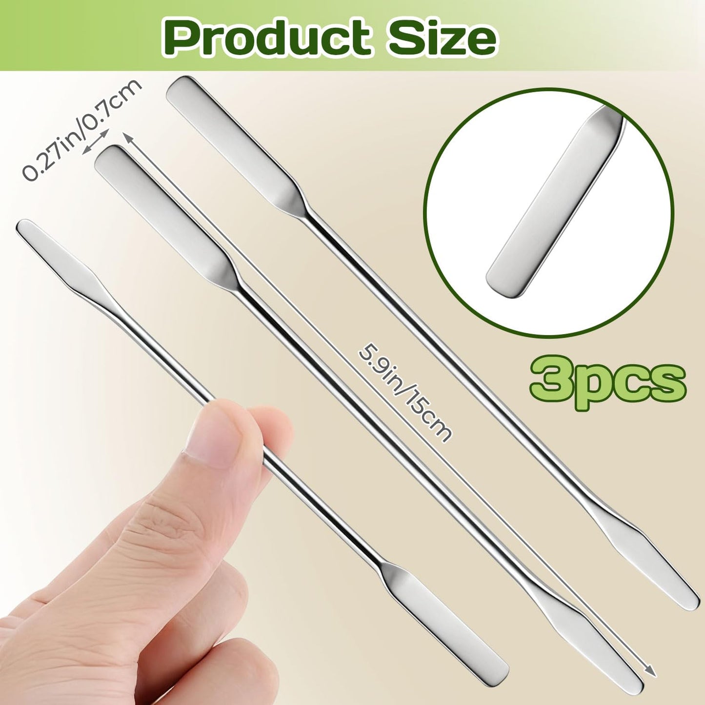 Stainless Steel Lab Spatula Set - Double-Ended Micro Spatulas for Mixing Cosmetics | 3 Pieces