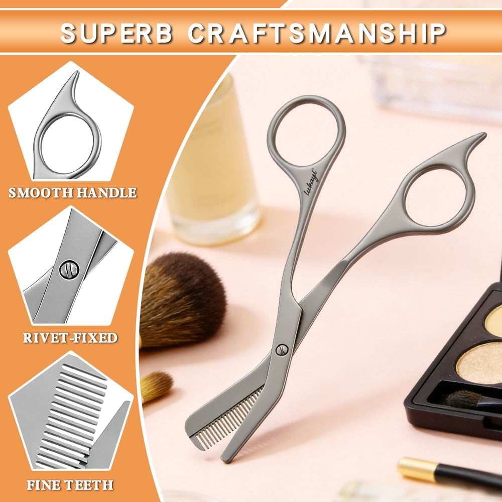 Precision Eyebrow Scissors - Professional Stainless Steel Grooming Tool for Facial Hair & Eyebrow Shaping | Unisex Design