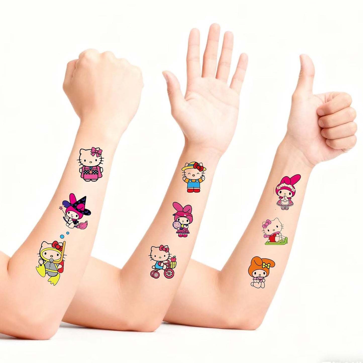 Kawaii Kuromi Temporary Tattoos - 20 Sheets of Cute Sanrio Designs for Kids | Birthday Party Favors & Rewards