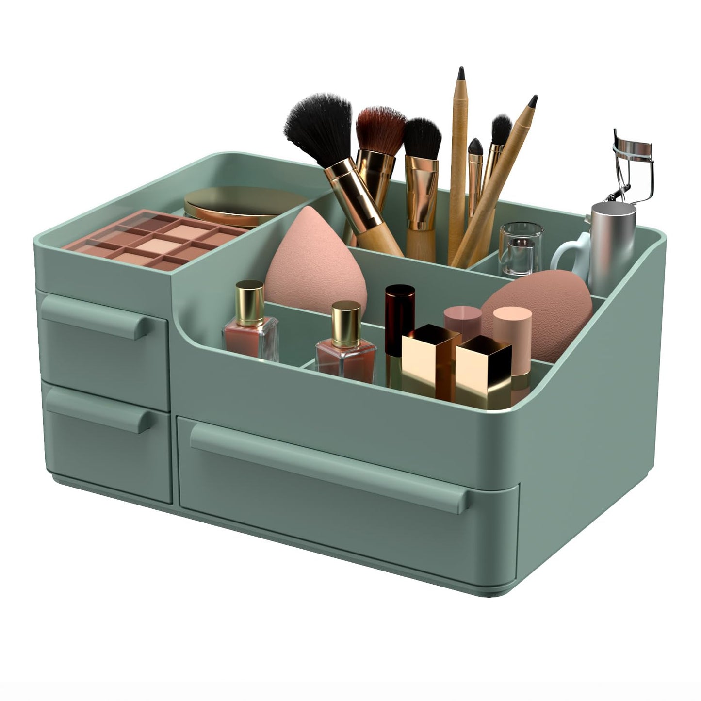 Makeup Organizer with Drawers - Vanity & Bathroom Countertop Storage for Brushes, Lotions, & Cosmetics Display | Stylish Design