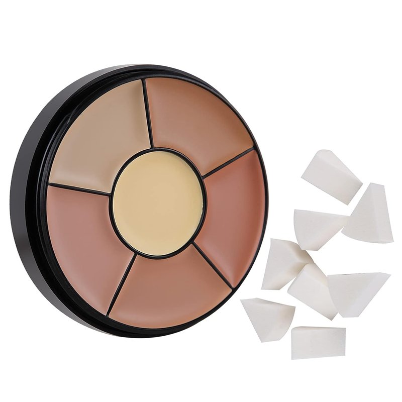 High Coverage Concealer Palette - 6 Shades Tattoo & Bruise Cover Up | Includes 8 Makeup Sponges