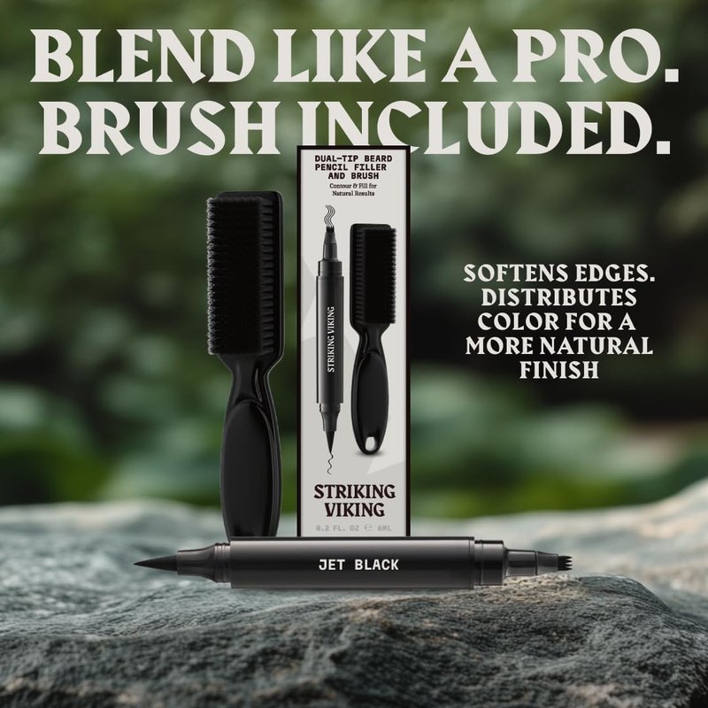 Viking Beard Pen - Jet Black Temporary Beard Dye Pencil | Waterproof, Long-Lasting Touch-Up Tool