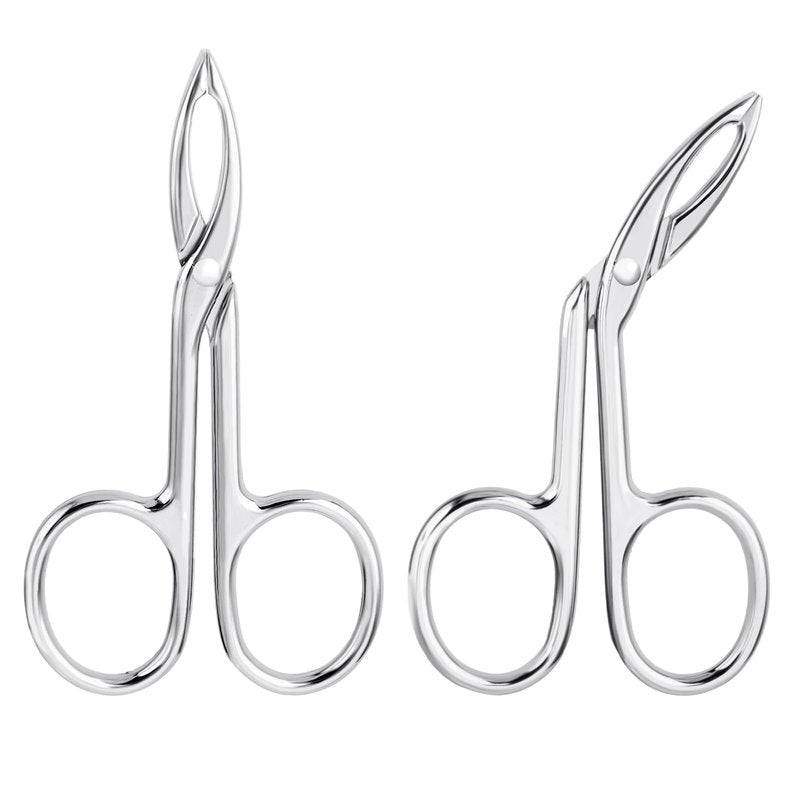 Gjinxi 2Pcs Eyebrow Tweezers Scissor Handle Set, Flat Straight Tip Tweezers Hair Plucker Slanted Tip Shaped Eyebrow Facial Remover Stainless Steel for Hair Plucker Remover Facial Hair Eyebrows Care