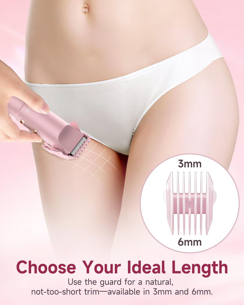 aisleek Bikini Trimmer for Women, 2-in-1 Electric Razor with Trimmer & Foil Shaver, Cordless Rechargeable Body Groomer with Guide Combs, Smooth Hair Removal for Pubic, Legs, Underarms & Face