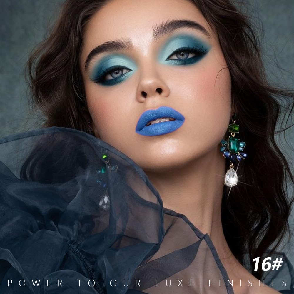 HHLTOH Sky Blue Matte Lipstick - Pigmented Lip Crayon & Face Paint Stick for Women Everyday Halloween Birthday Party Wear, Younger-Looking Lip Makeup, Labial para fiesta de disfraces 16