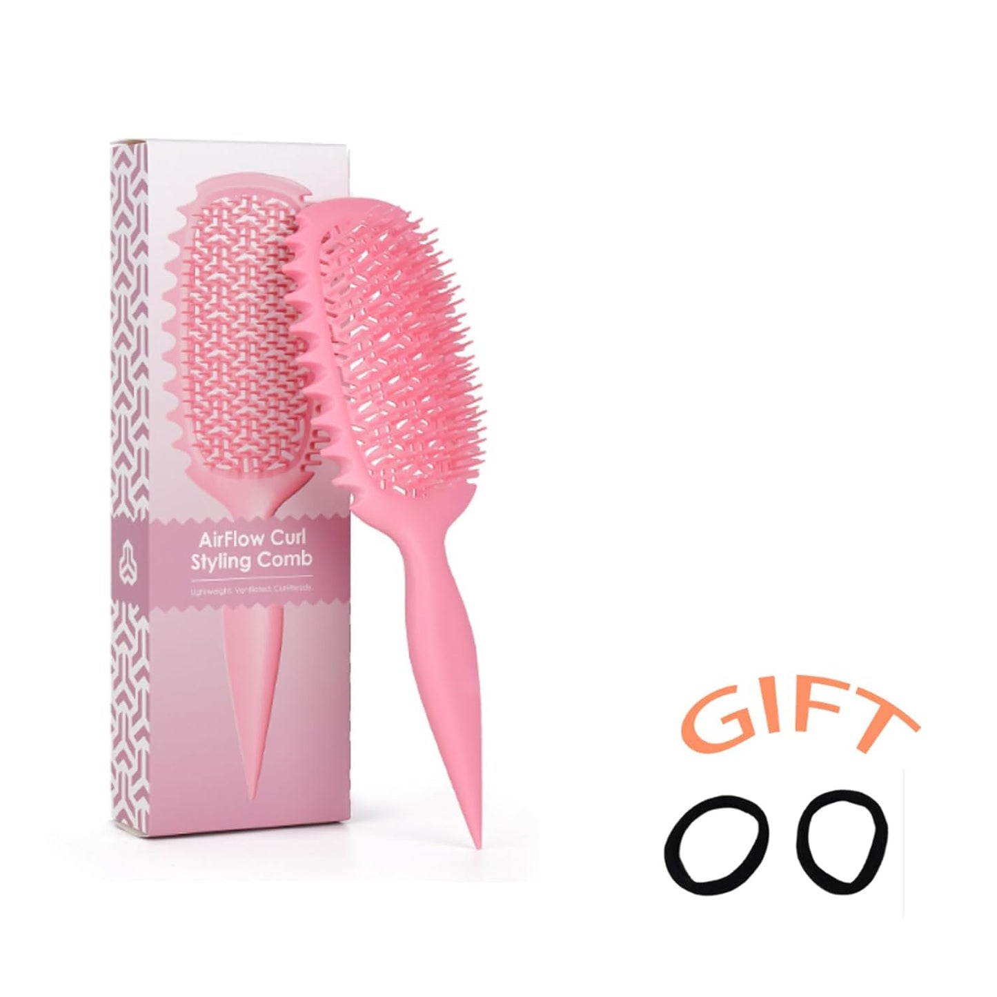 AirFlow Curl Defining Brush - Pink Detangling Brush for Curly Hair | Ventilated Design for All Hair Types