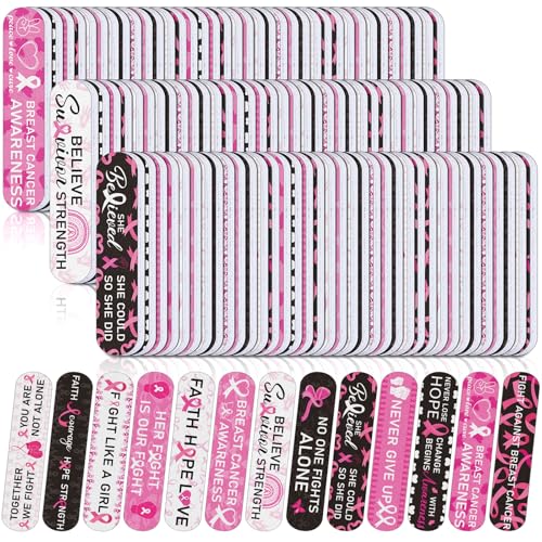 Lanties 200 Pcs Breast Cancer Awareness Nail Files Pink Ribbon - Regular Variation