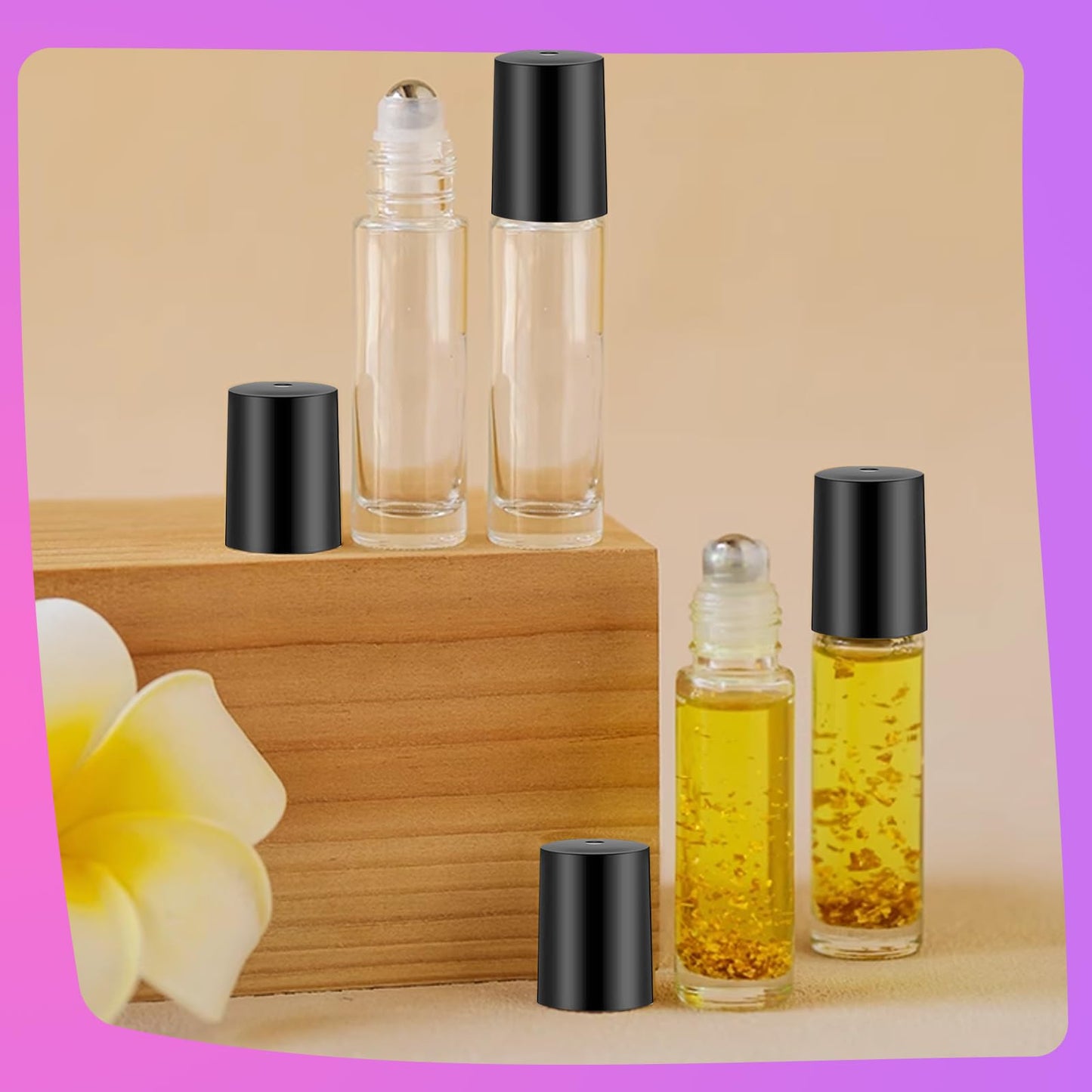 Olutacot 150 Pcs Essential Oil Roller Bottles 10 ml Leakproof Empty Glass Roll on Bottles with Stainless Steel Roller Balls with 20 Funnels 20 Droppers for Travel Perfume Essential Oil