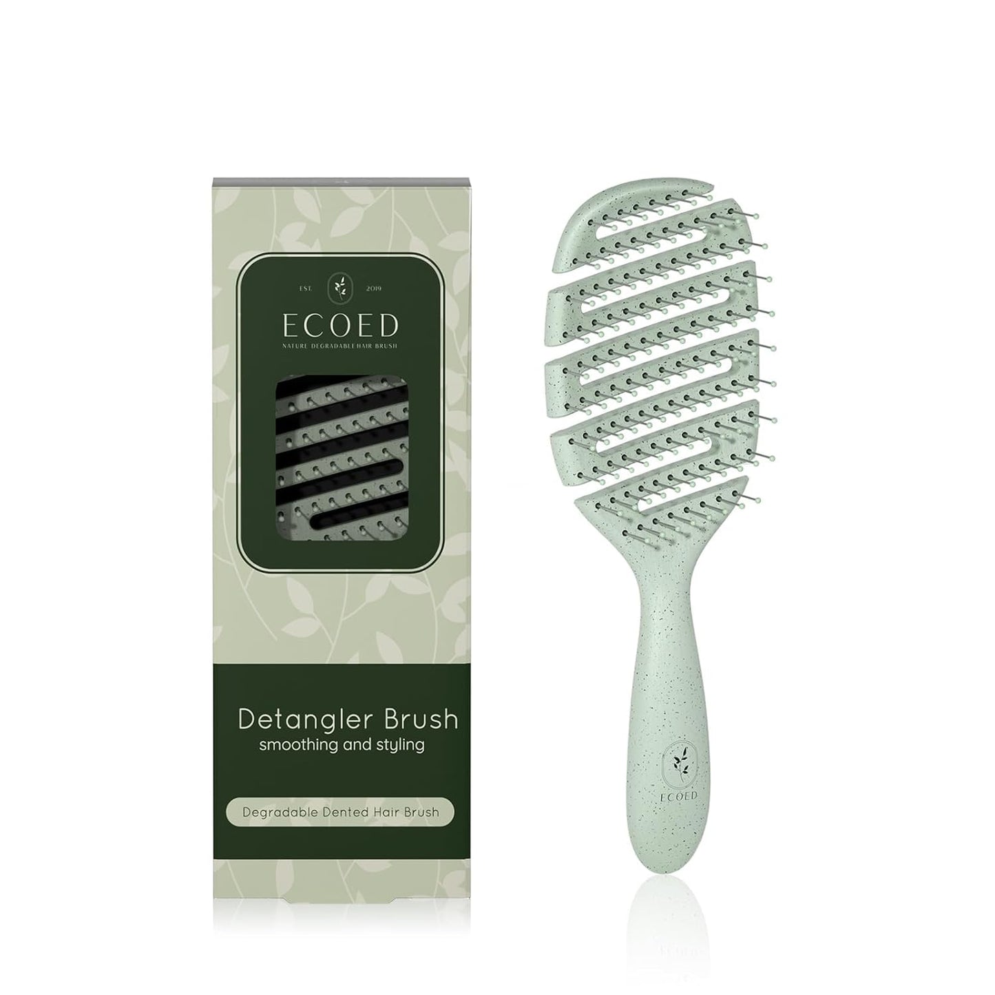 Ecoed Vented Detangling Hair Brush - Smooths Curly, Thick & Straight Hair | Eco-Friendly Blue Design