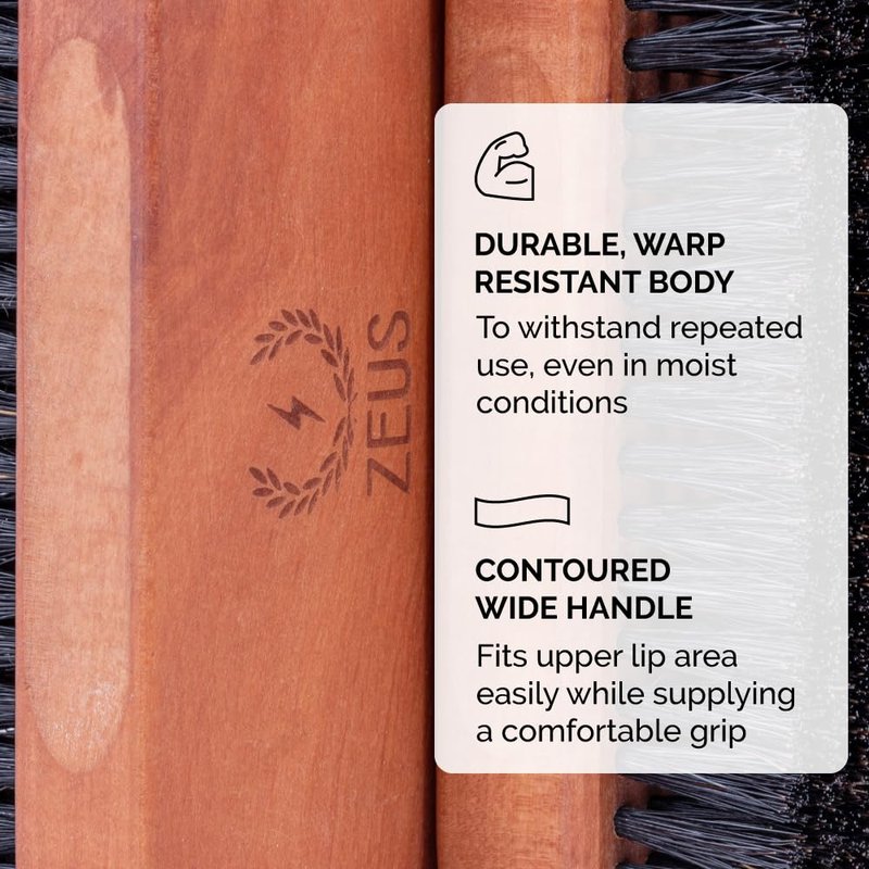 ZEUS Palm Beard Brush for Men, Soft 100% Boar Bristles, Gently Detangles, Smooths & Conditions Facial Hair, German-Made Pear Wood Handle (G92)