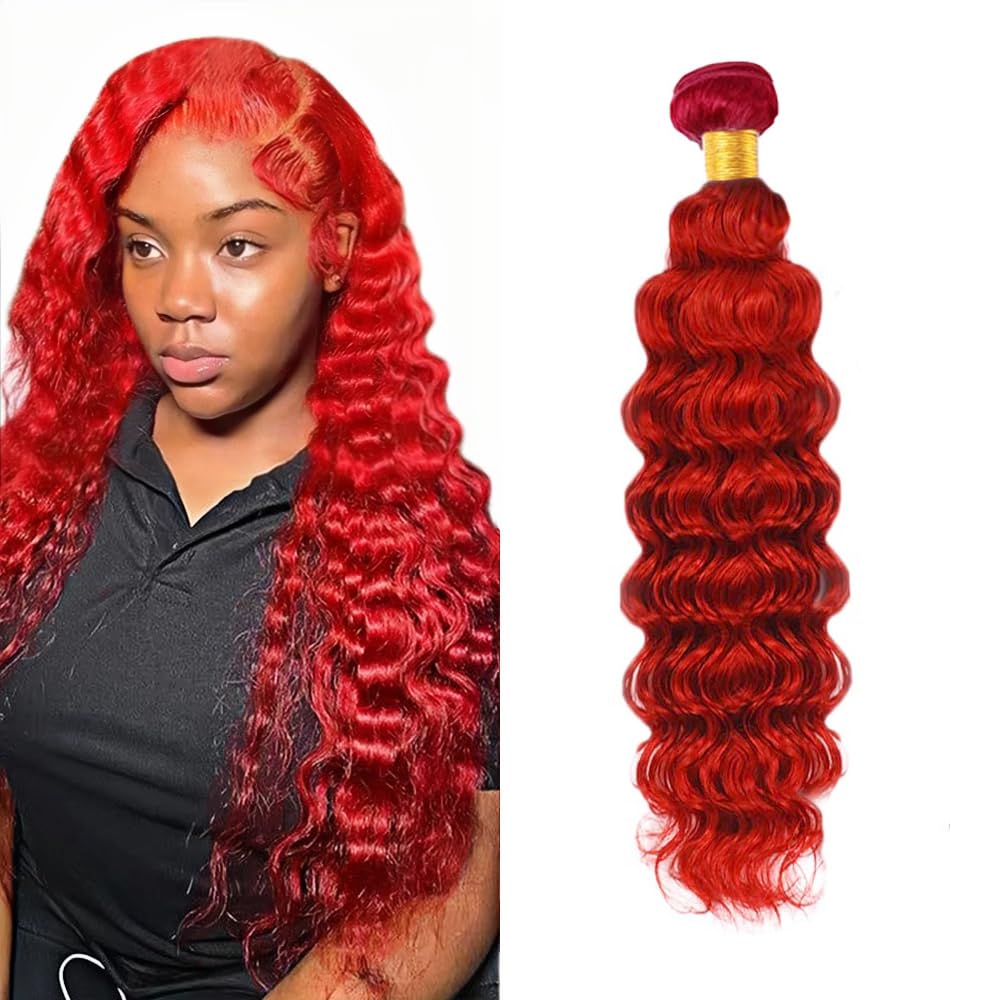 28 inch Red Bundles Red Human Hair Bundle Burgundy Deep Wave Bundles Burgundy Deep Wave Bundlle Human Hair