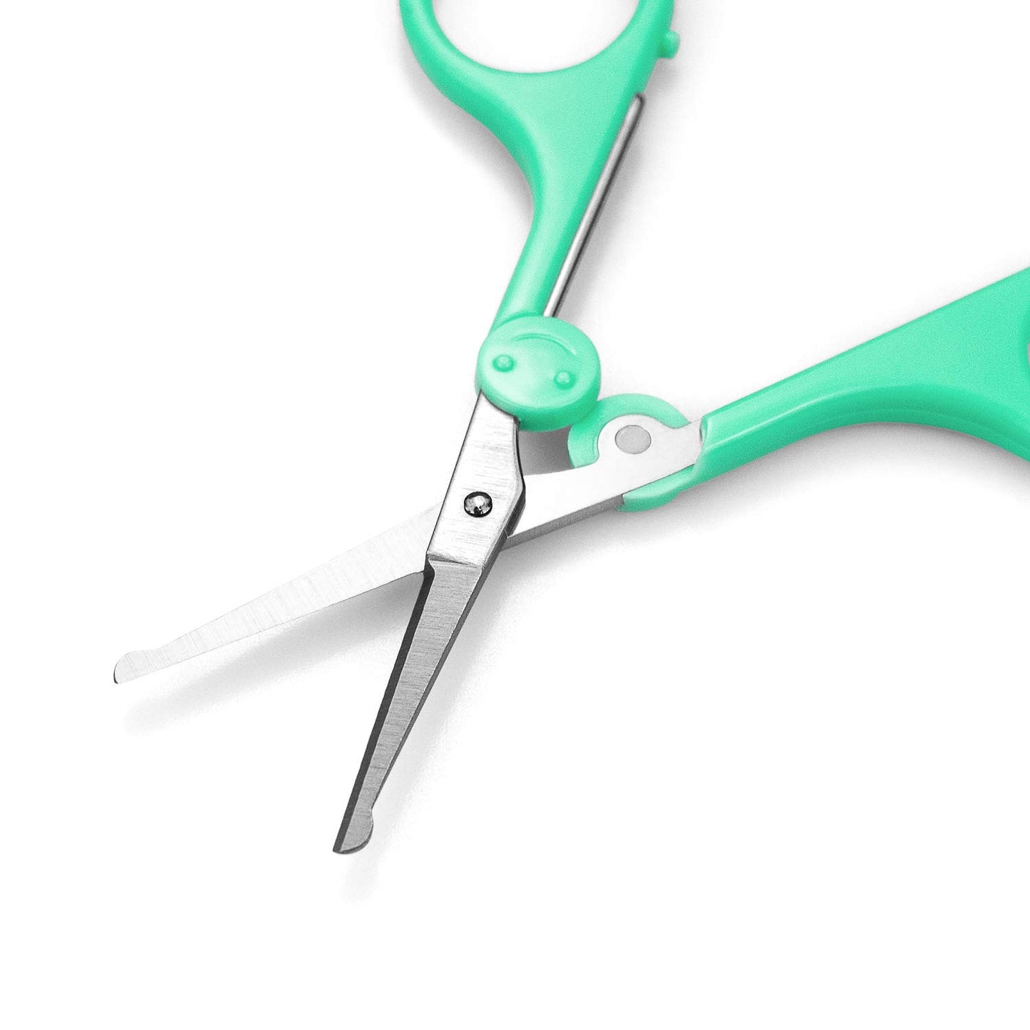 Humbee Eyebrow Scissors, Small Scissors for Facial, Nose, Eyebrow, Mustache, and Beard Hair Trimming & Grooming, Safety Edge, Green Long Cap
