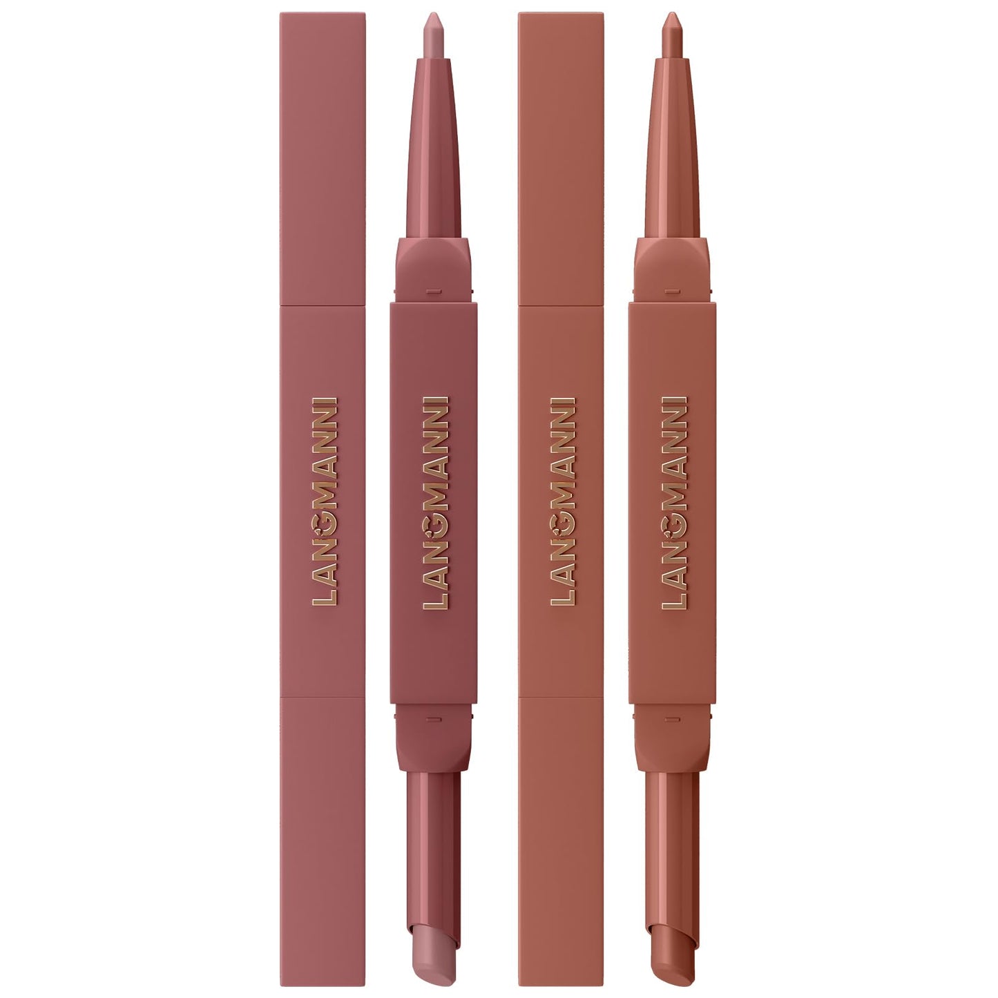 LANGMANNI 2-in-1 Lipstick & Lip Liner Set,2 Colors Set|Angled Lipstick+Matching Lipliner Pencil|Velvet Matte Finish,Long-Lasting & Smudge-Resistant|All-in-One Lip Makeup Kit for Women(#1+2)