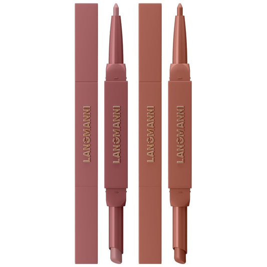 LANGMANNI 2-in-1 Lipstick & Lip Liner Set,2 Colors Set|Angled Lipstick+Matching Lipliner Pencil|Velvet Matte Finish,Long-Lasting & Smudge-Resistant|All-in-One Lip Makeup Kit for Women(#1+2)