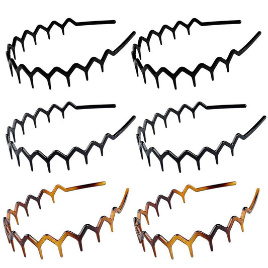 Zig Zag Shark Tooth Headbands - 6Pcs U-Shaped Hair Bands for Women | Wavy Teeth Design
