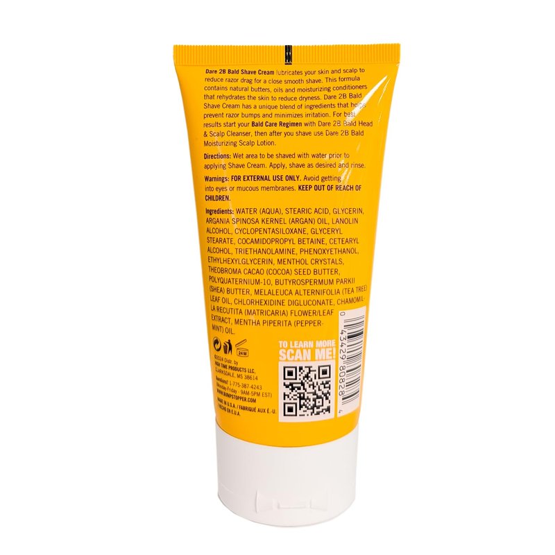 High Time Dare 2B Bald Shaving Cream Sensitive Skin with Argan Oil, Tea Tree Oil, Shea and Cocoa Butter | Bald Head Shave Lotion for Rich Hydration and Moisture | 5.0 OZ