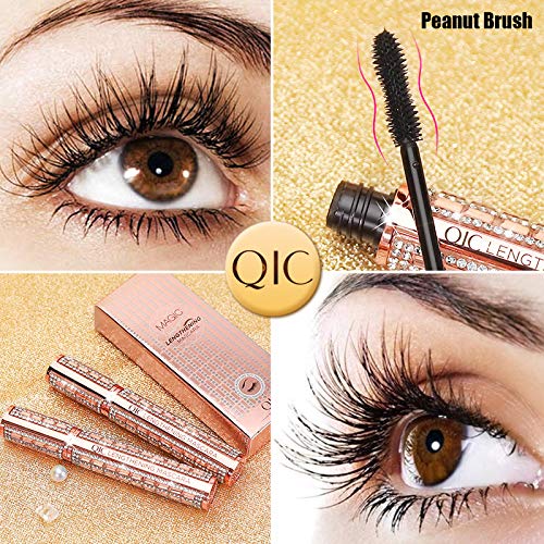 Waterproof Lengthening & Curling Mascara - Natural Fiber Formula for Long, Dense Lashes | Smudge-Proof, Black