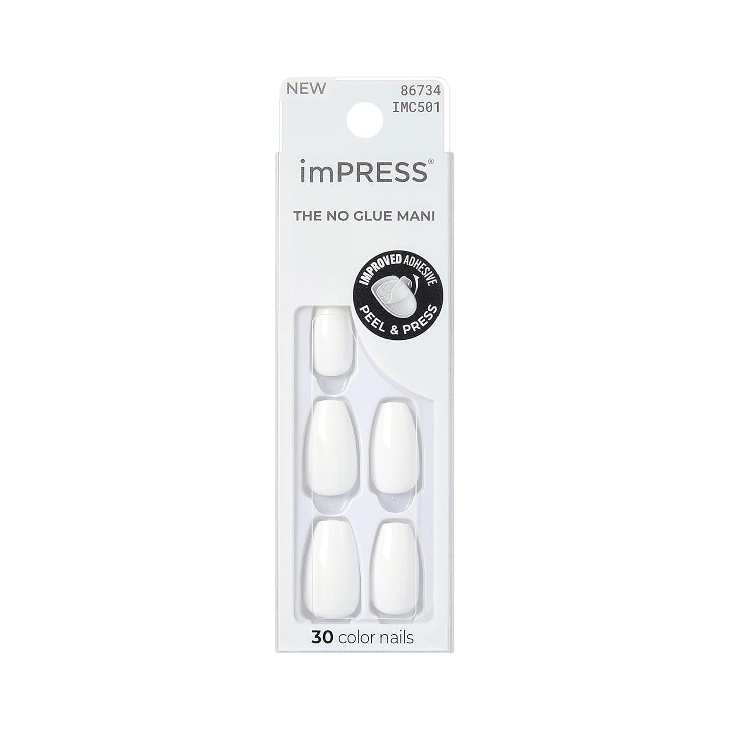 Kiss Impress Press-On Nails Kit - 30 Petal Pink Peel & Stick Short Squoval | Glossy Gel Finish, Includes Prep Pad & Mini File