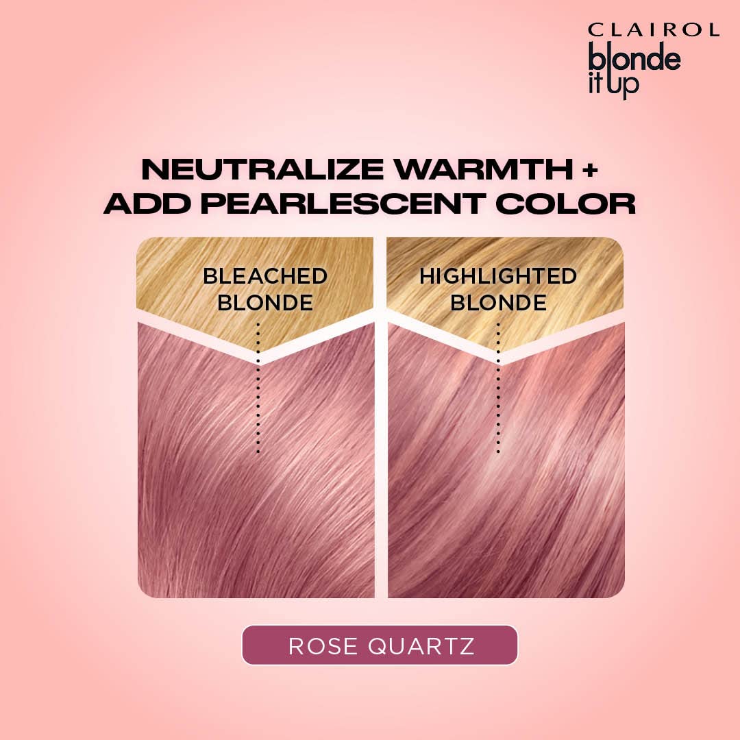 Clairol Blonde It Up Crystal Glow Toners Demi-Permanent Hair Dye, Rose Quartz Hair Color | Ammonia Free | Add Pearlescent Tones to Pre-Lightened Shades | Neutralizes Warmth | Pack of 1