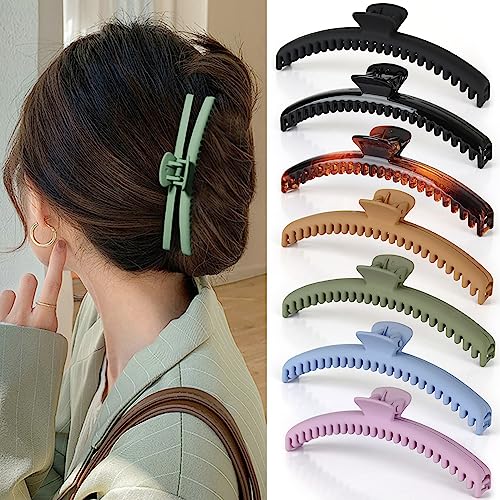 NAISIER 7-Piece Hair Claw Clips, Non-Slip Acrylic Clips for Thick Hair