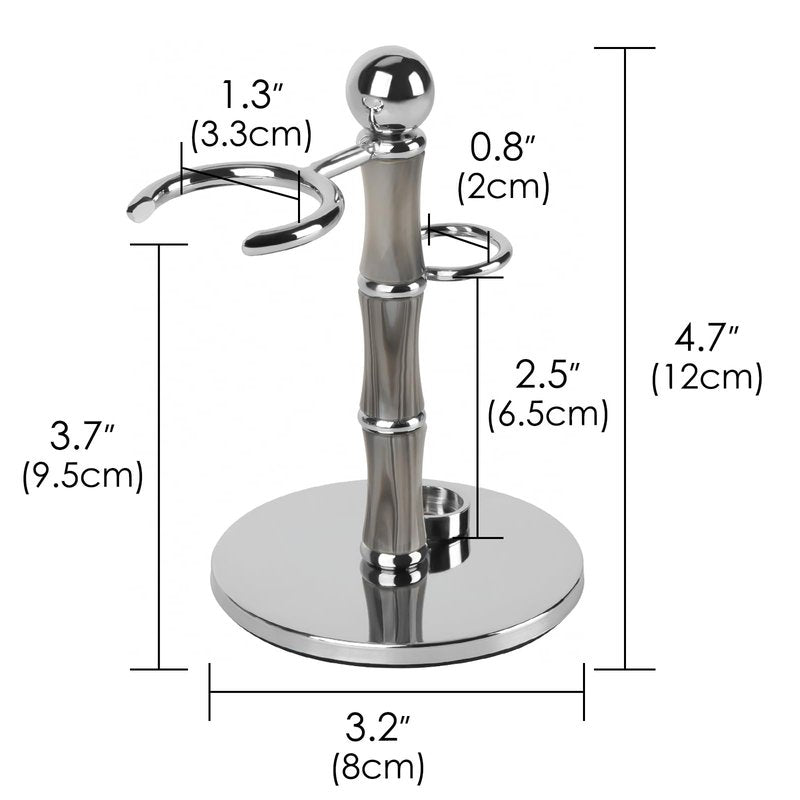 Linkidea Stainless Steel Razor Stand and Brush Holder with Non-Slip Base, Creative Bamboo Style Safety Shaver Organizer Compatible with Vikings Blade Chieftain, Odin (Grey)