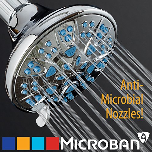 AquaDance Antimicrobial 6-Setting High-Pressure Shower Head - Mold & Bacteria Protection, Chrome