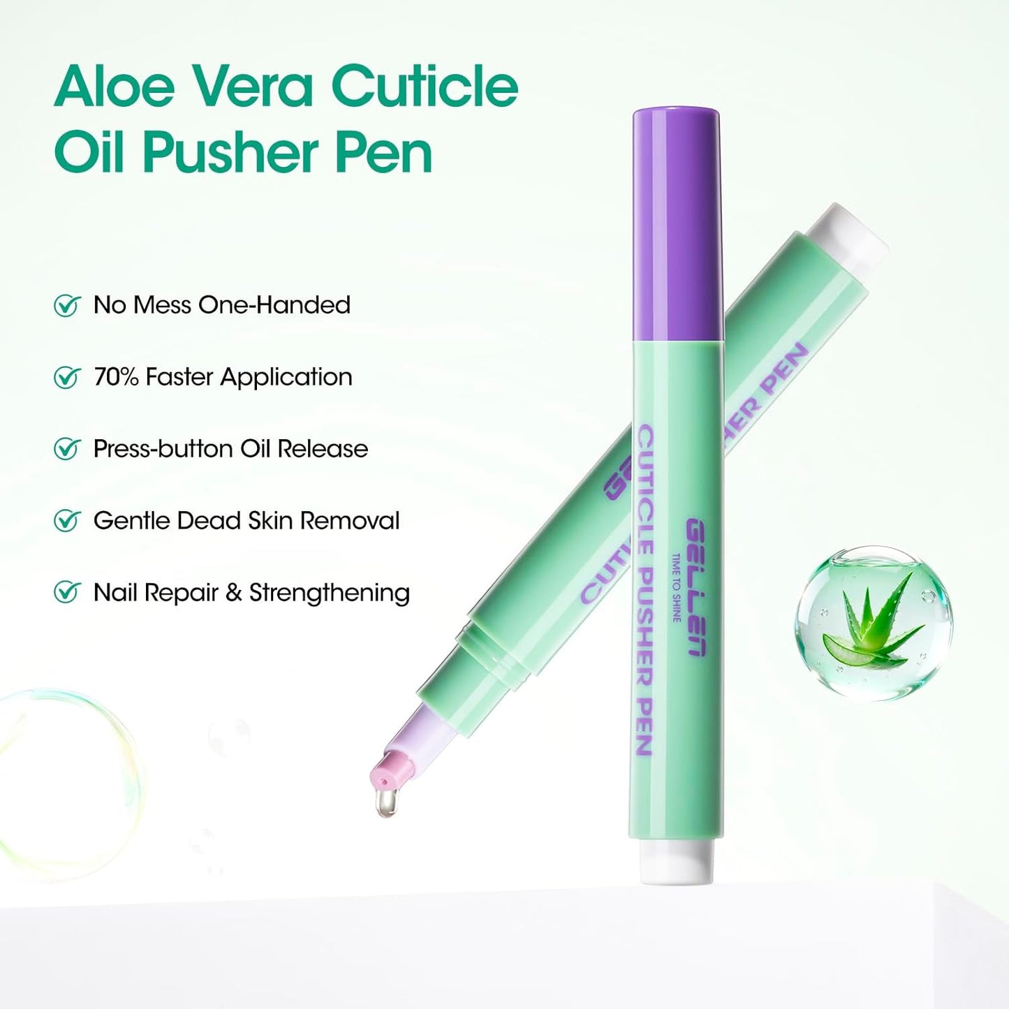 Gellen Cuticle Oil Pusher Pen - 6ml Aloe Vera Cuticle Remover & Gentle Nail Care Tool for Dry Cuticles