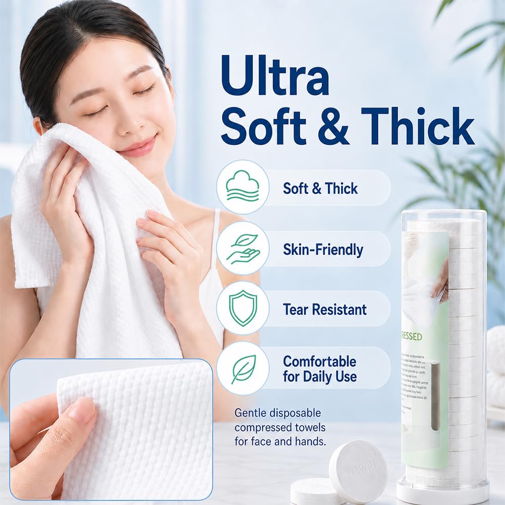 Compressed Face Towels - Portable Cotton Towels for Spa & Travel | 180 Pcs Option