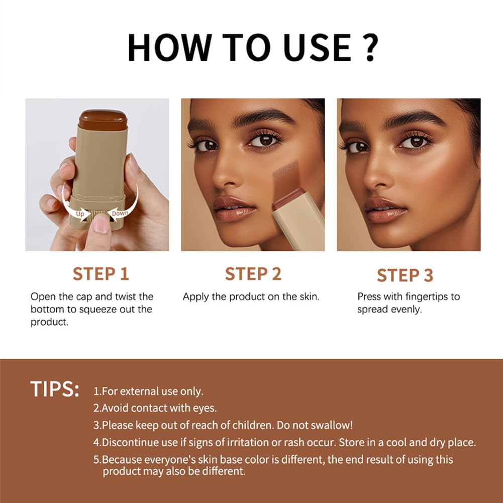 Beauty Balm Serum Boosted Skin Tint-A 3-in-1combining Foundation Stick, Lightweight solid Tinted Moisturizing Serum Contour Foundation Face for Women，Buildable Medium-to-Full Coverage(#02)