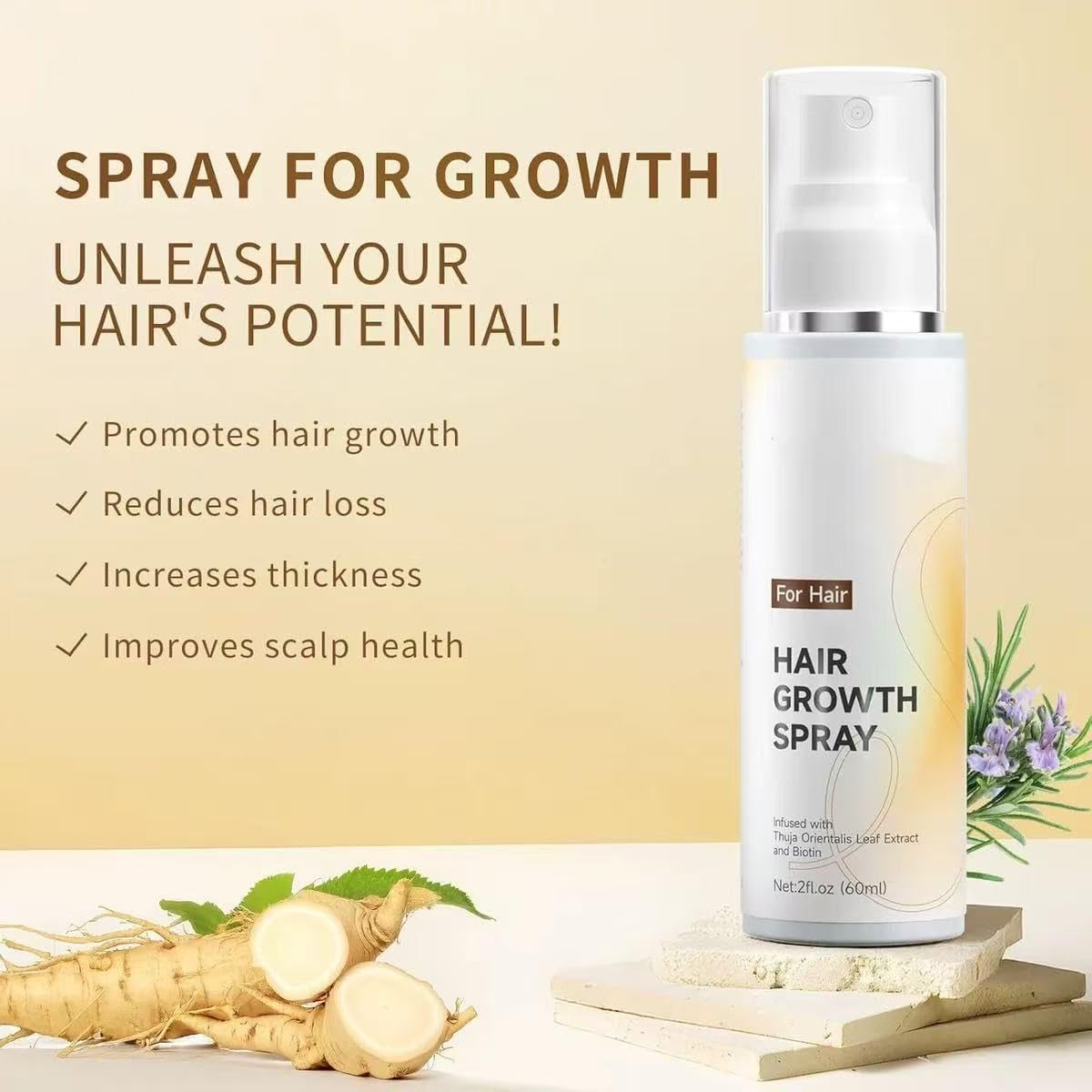 RAIFIN Hair Growth Spray with Rosemary Oil & Biotin 60ml